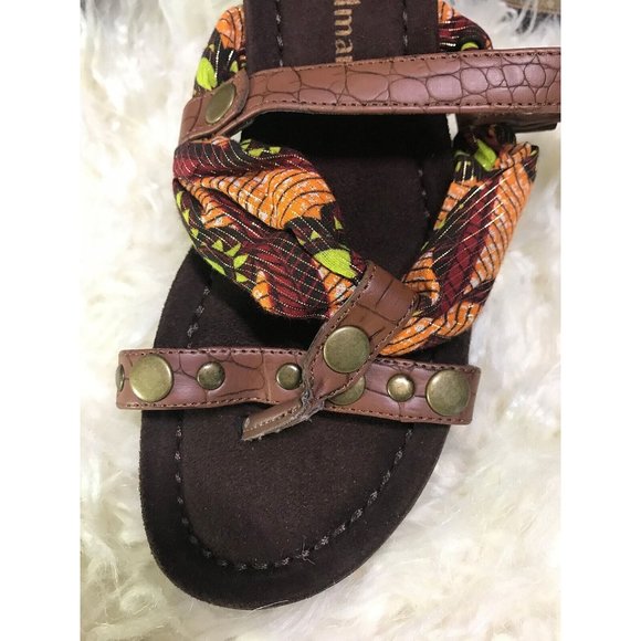 Libby Edelman Metallic Handkerchief Thong Sandals sz 6 Crocodile Flats Slides - Picture 3 of 8